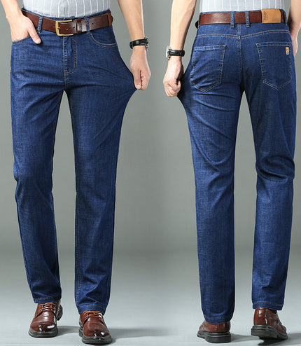 Thin Summer Cotton Elastic Ice Silk Quality Mid-high Waist Jeans