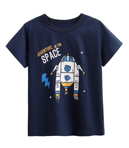 Round-neck Shirt Cartoon Short Sleeve Printed Short Sleeve