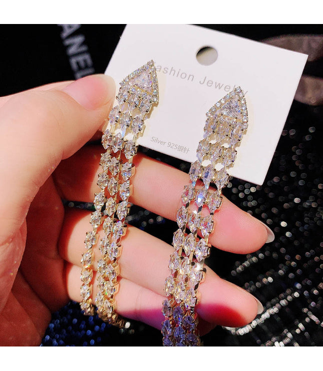 High-grade Sterling Silver Needle Light Luxury Tassel Earrings