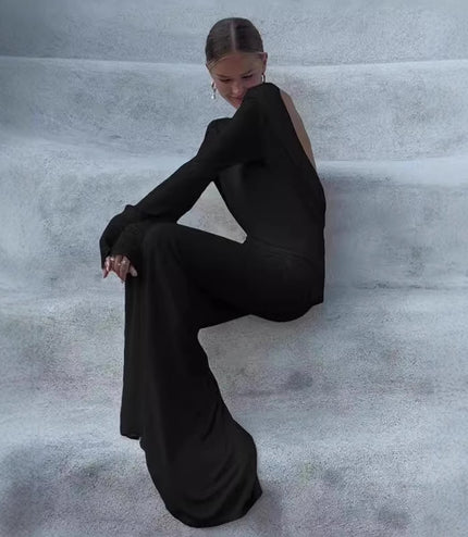 Fashion Slim Fit Backless Long Sleeve Dress Women
