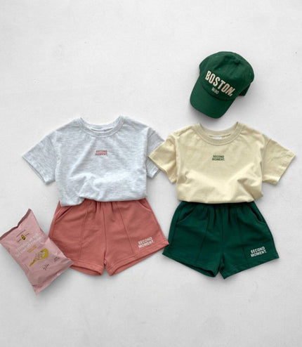 Boys And Girls Casual Thin Short-sleeved Shorts Two-piece Suit