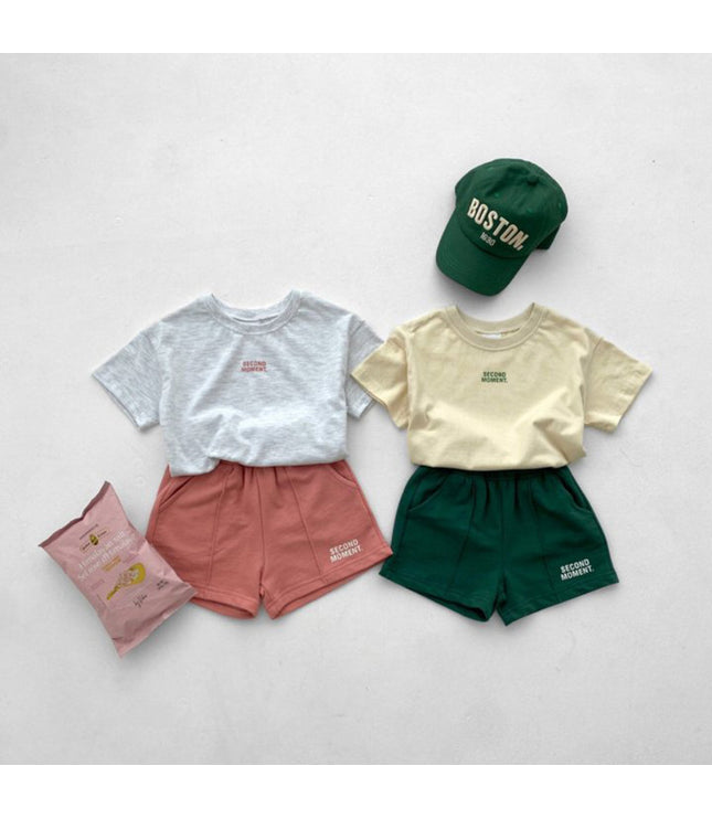 Boys And Girls Casual Thin Short-sleeved Shorts Two-piece Suit