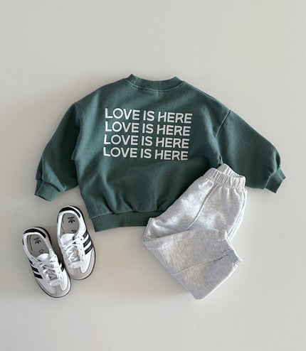 Back Letter Printed Crew Neck Sweatshirt