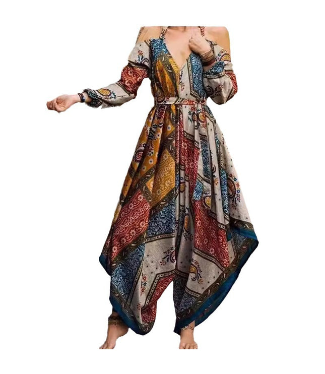 Ethnic Style Loose Printed Women's Jumpsuit