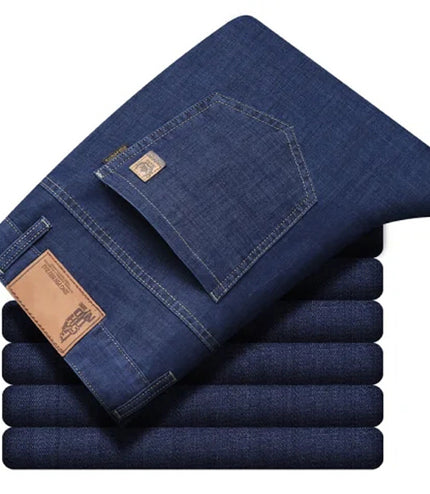 Summer Ultra-thin Tencel Men's Loose Straight Light Blue Thin And Comfortable Jeans