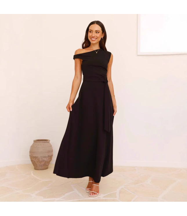 European And American Solid Color Fashion Temperament Sexy Lacing Dress