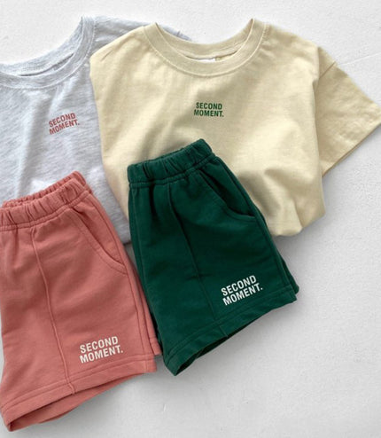 Boys And Girls Casual Thin Short-sleeved Shorts Two-piece Suit