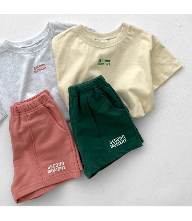 Boys And Girls Casual Thin Short-sleeved Shorts Two-piece Suit
