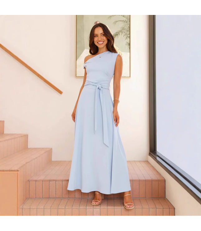 European And American Solid Color Fashion Temperament Sexy Lacing Dress