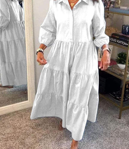 European And American Autumn And Winter Women's Casual Polo Collar Shirt Dress