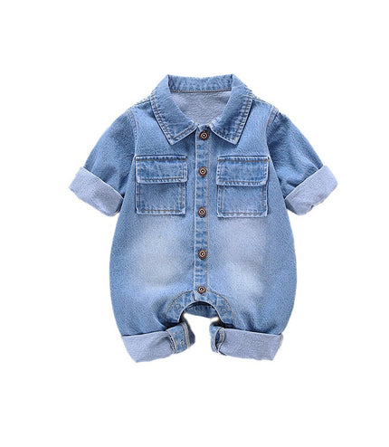Men's And Women's Denim Printing Jumpsuit
