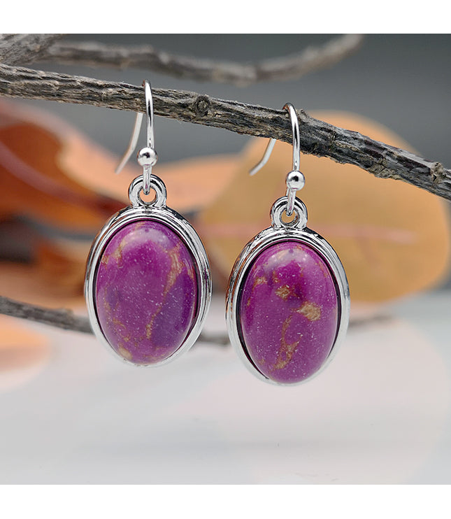 Retro Dragon Crystal Purple Turquoise Earrings European And American
