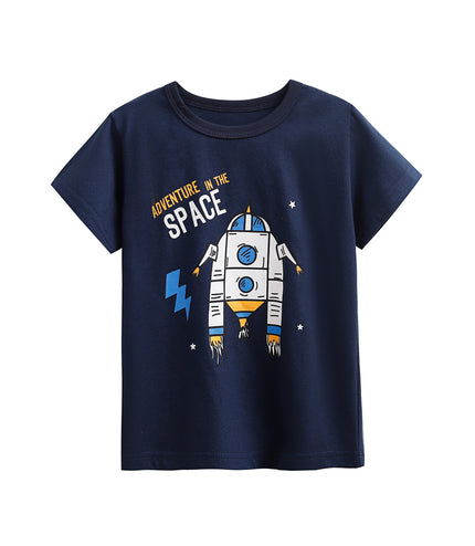 Round-neck Shirt Cartoon Short Sleeve Printed Short Sleeve