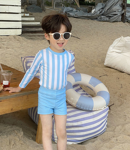 Three-color Striped Long Sleeve Sun Protection Quick-drying Summer Swimsuit