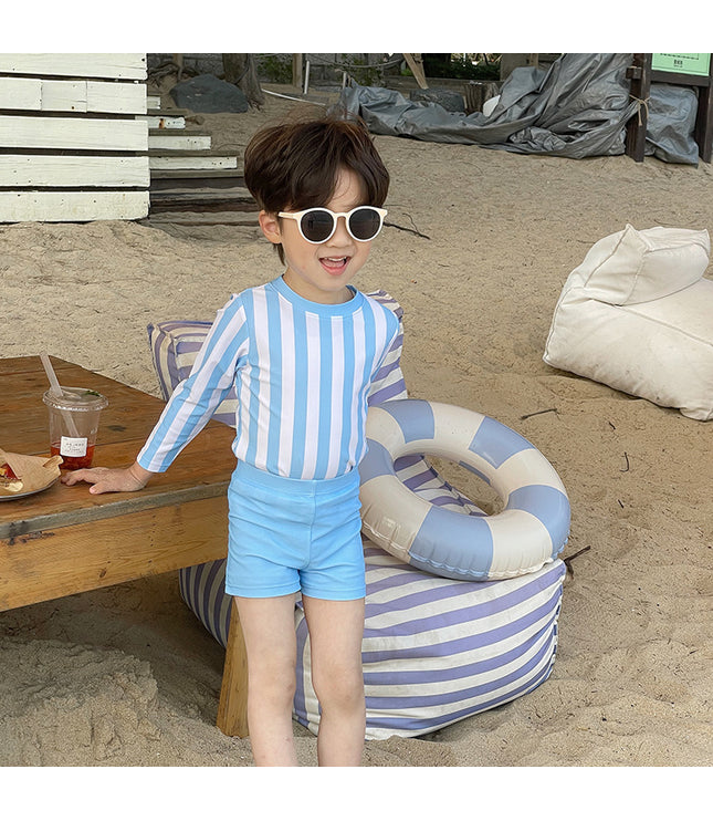 Three-color Striped Long Sleeve Sun Protection Quick-drying Summer Swimsuit