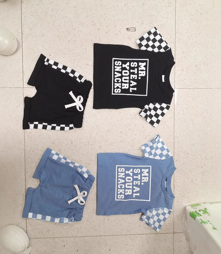 Children's Fashion Letter Print Short-sleeve Suit