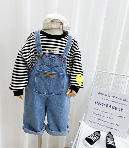 Children's Popular Denim Simple Suspender Pants