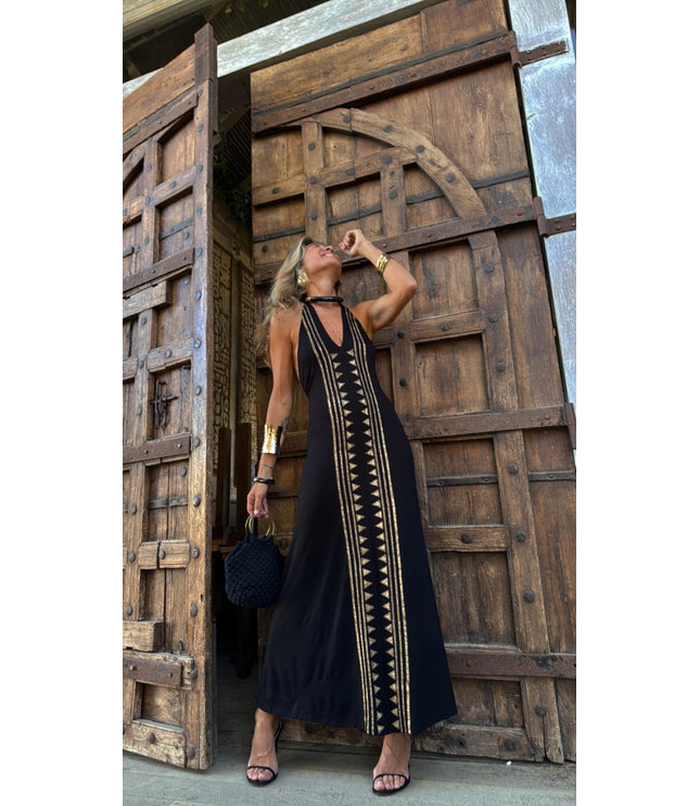 European And American Sleeveless Sling Neck Backless Dress Women