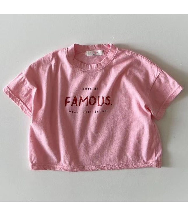Letter Crew Neck Short Sleeve Simple