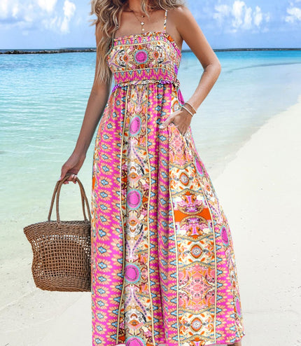 Summer Fashion Suspenders Sexy Backless Tube Top Swing Dress