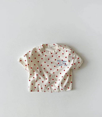 Dot Letter Crew Neck Short Sleeve Simple