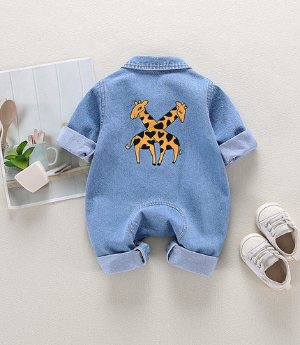 Men's And Women's Denim Printing Jumpsuit