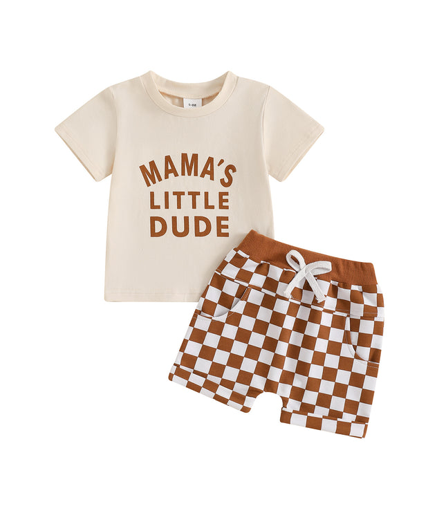 Letter Print Short-sleeve Suit