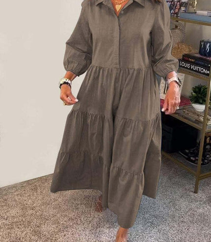 European And American Autumn And Winter Women's Casual Polo Collar Shirt Dress