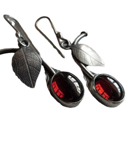Pomegranate Red Cubic Zirconia Cherry-shaped Earrings