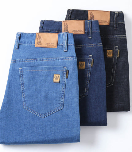 Summer Ultra-thin Tencel Men's Loose Straight Light Blue Thin And Comfortable Jeans