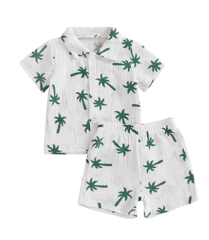 Baby Boy Beach Series Short Sleeve Blouse And Pants