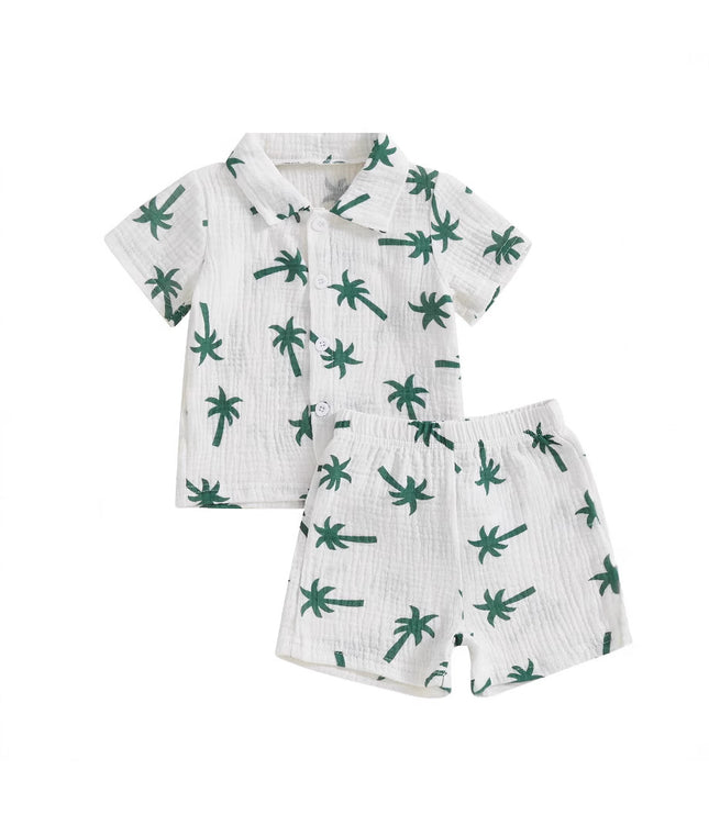 Baby Boy Beach Series Short Sleeve Blouse And Pants