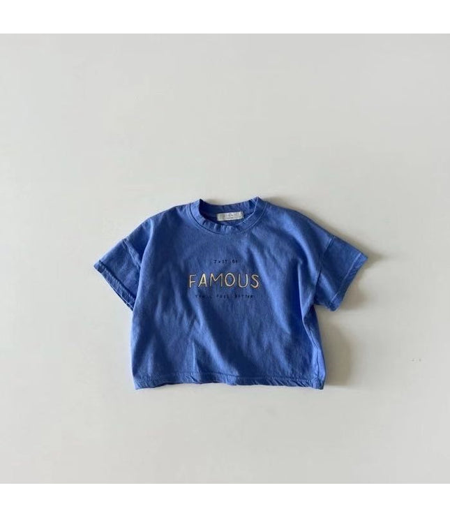 Letter Crew Neck Short Sleeve Simple
