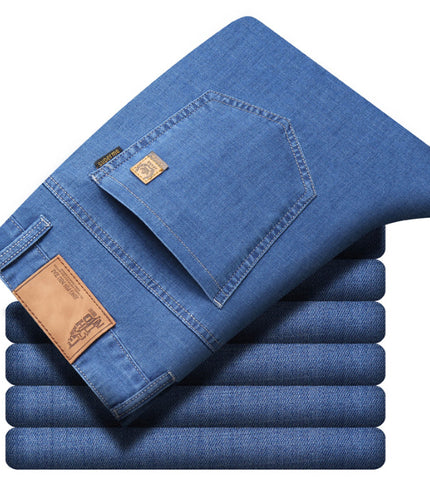 Summer Ultra-thin Tencel Men's Loose Straight Light Blue Thin And Comfortable Jeans