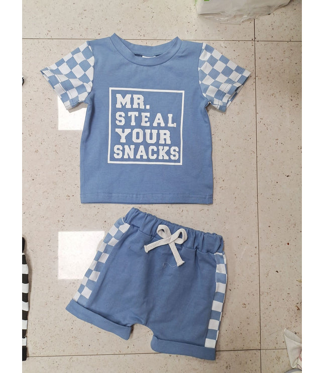 Children's Fashion Letter Print Short-sleeve Suit