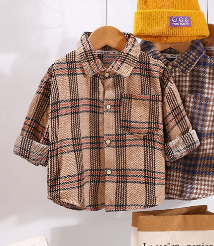 Spring And Autumn Children's Clothing Children's Casual Plaid Shirt