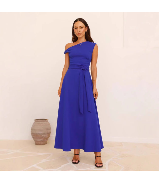 European And American Solid Color Fashion Temperament Sexy Lacing Dress