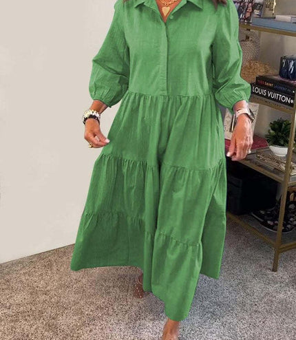 European And American Autumn And Winter Women's Casual Polo Collar Shirt Dress