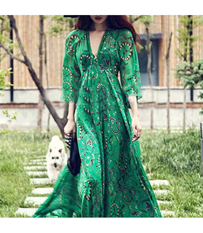 European And American Popular V-neck Dress
