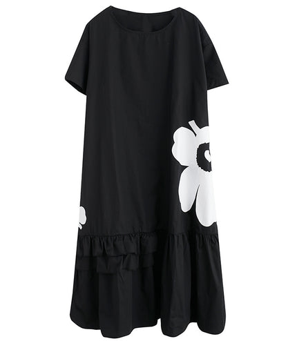 Black Median To Long Design Print Dress Female