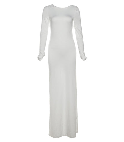 Fashion Slim Fit Backless Long Sleeve Dress Women