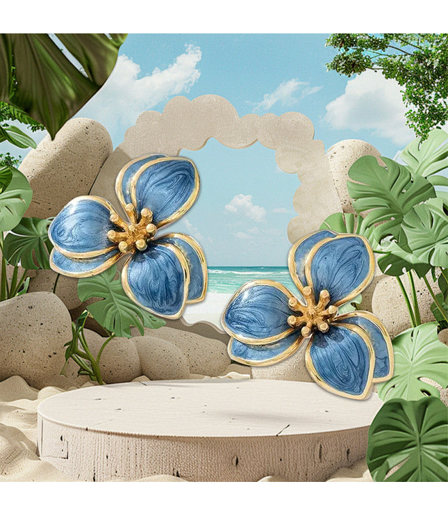 Personalized Green Vintage Flower Earrings