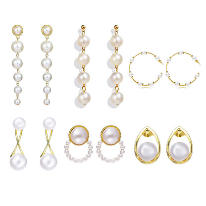 Vintage Pearl Creative Simple Pearl Long Earrings