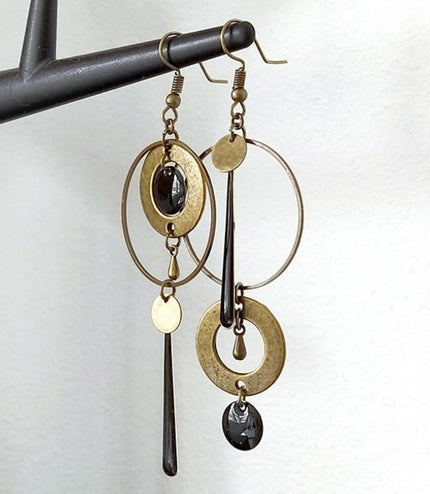 Cross-border European And American Style Asymmetric Personality Geometry Round Ring Earrings