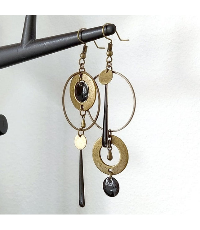 Cross-border European And American Style Asymmetric Personality Geometry Round Ring Earrings