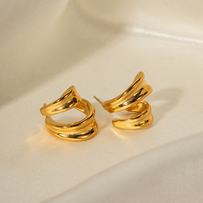 French Minority Personality Affordable Luxury Double-layer Curly Earrings For Women