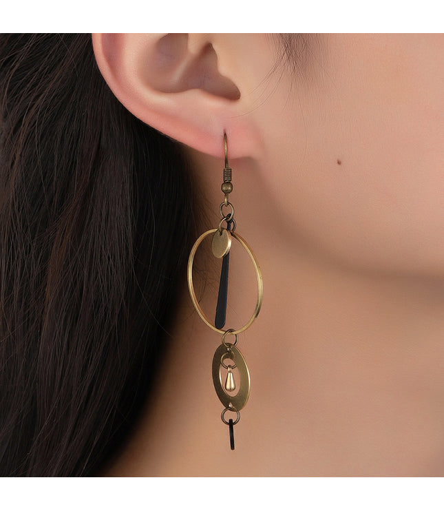 Cross-border European And American Style Asymmetric Personality Geometry Round Ring Earrings