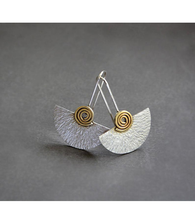 Exaggerated Spiral Semicircle Piece Two-color Winding Female Earrings