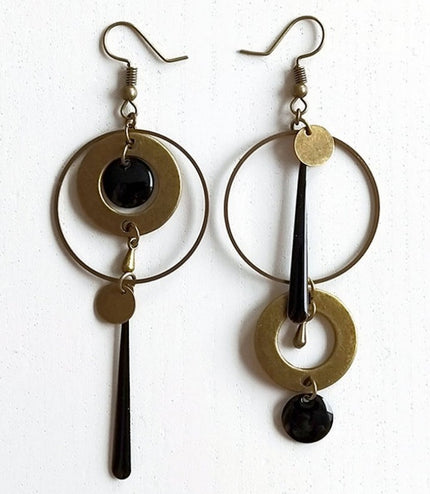 Cross-border European And American Style Asymmetric Personality Geometry Round Ring Earrings