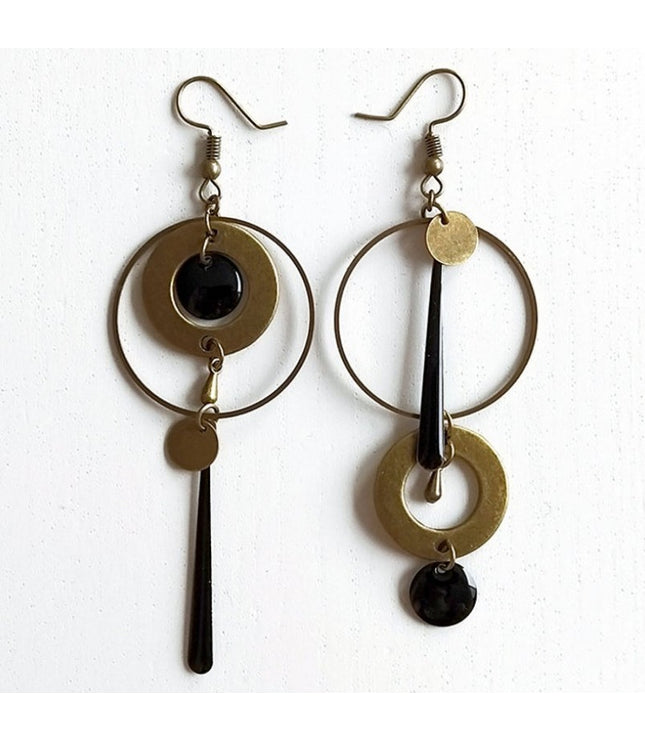 Cross-border European And American Style Asymmetric Personality Geometry Round Ring Earrings